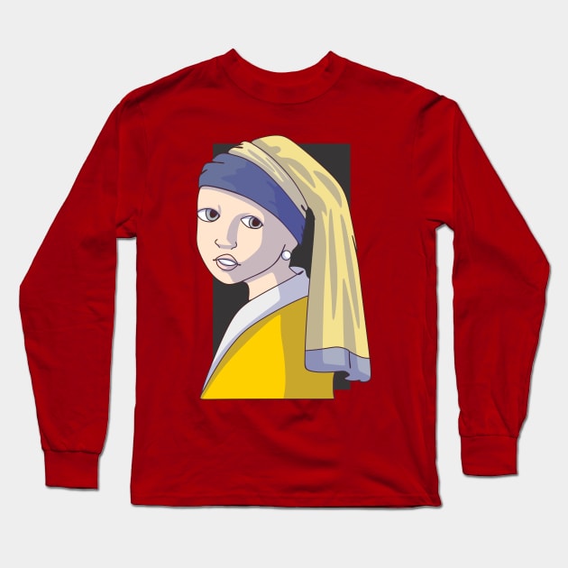 The Girl With The Pearl Earring Long Sleeve T-Shirt by BiViAmorim